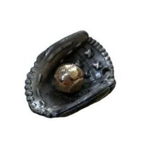 VTG Avon Pewter Baseball Glove w/ gold ball pendant charm